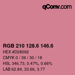 カラーコード: RGB 210 128.6 146.6 | qconv.com
