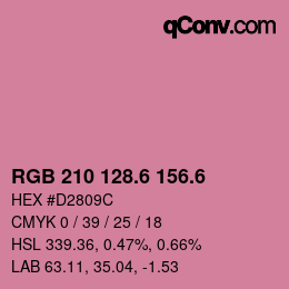 カラーコード: RGB 210 128.6 156.6 | qconv.com