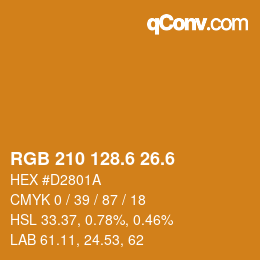 カラーコード: RGB 210 128.6 26.6 | qconv.com