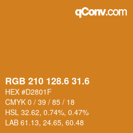 カラーコード: RGB 210 128.6 31.6 | qconv.com