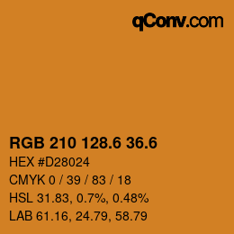 カラーコード: RGB 210 128.6 36.6 | qconv.com