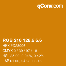 カラーコード: RGB 210 128.6 6.6 | qconv.com