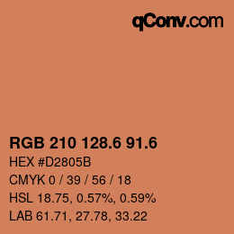 カラーコード: RGB 210 128.6 91.6 | qconv.com
