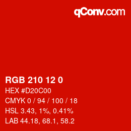 カラーコード: RGB 210 12 0 | qconv.com