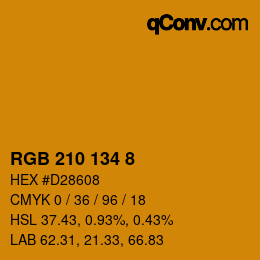 カラーコード: RGB 210 134 8 | qconv.com