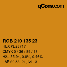 Color code: RGB 210 135 23 | qconv.com