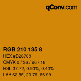 カラーコード: RGB 210 135 8 | qconv.com