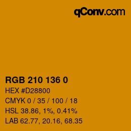 Code couleur: RGB 210 136 0 | qconv.com