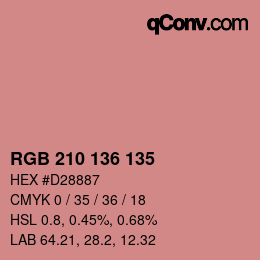 Color code: RGB 210 136 135 | qconv.com