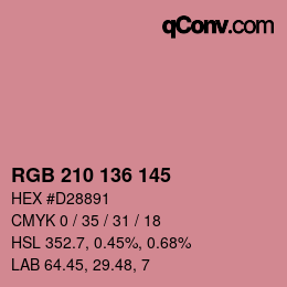 Color code: RGB 210 136 145 | qconv.com