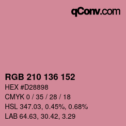 Color code: RGB 210 136 152 | qconv.com