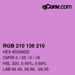 Color code: RGB 210 136 210 | qconv.com