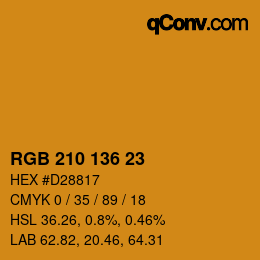 Color code: RGB 210 136 23 | qconv.com
