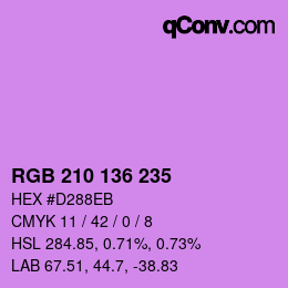 Color code: RGB 210 136 235 | qconv.com