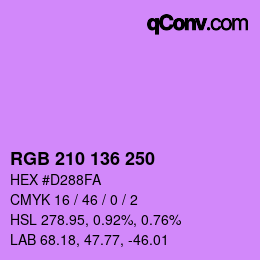 Color code: RGB 210 136 250 | qconv.com
