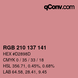 カラーコード: RGB 210 137 141 | qconv.com