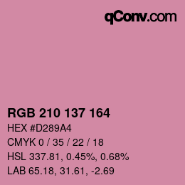 カラーコード: RGB 210 137 164 | qconv.com