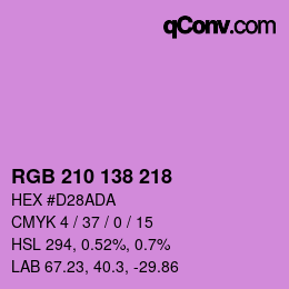 Color code: RGB 210 138 218 | qconv.com