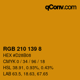 Color code: RGB 210 139 8 | qconv.com