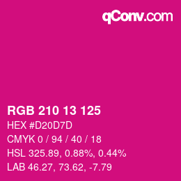 Color code: RGB 210 13 125 | qconv.com