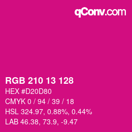 Color code: RGB 210 13 128 | qconv.com