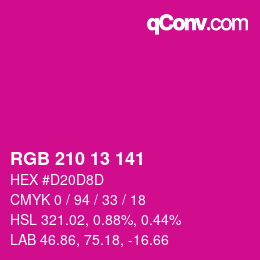 Color code: RGB 210 13 141 | qconv.com