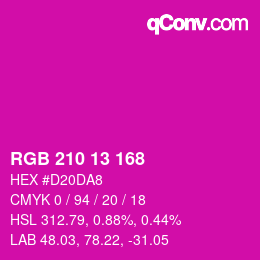 カラーコード: RGB 210 13 168 | qconv.com
