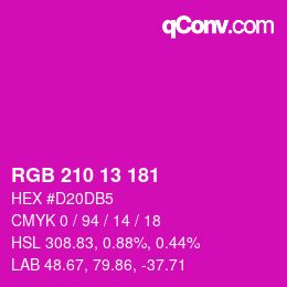Color code: RGB 210 13 181 | qconv.com