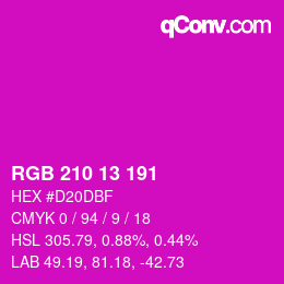 カラーコード: RGB 210 13 191 | qconv.com