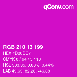 カラーコード: RGB 210 13 199 | qconv.com