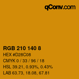 Color code: RGB 210 140 8 | qconv.com