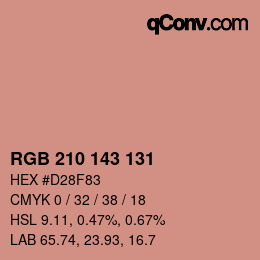 Color code: RGB 210 143 131 | qconv.com
