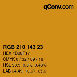 Color code: RGB 210 143 23 | qconv.com