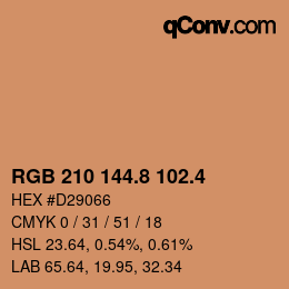 カラーコード: RGB 210 144.8 102.4 | qconv.com