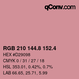 カラーコード: RGB 210 144.8 152.4 | qconv.com