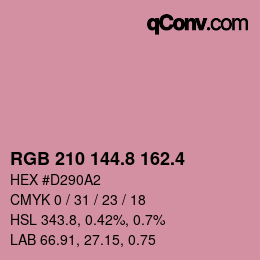 カラーコード: RGB 210 144.8 162.4 | qconv.com