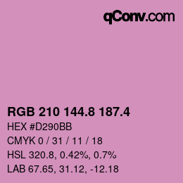 カラーコード: RGB 210 144.8 187.4 | qconv.com