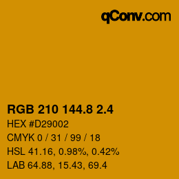 カラーコード: RGB 210 144.8 2.4 | qconv.com