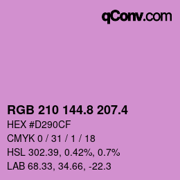 カラーコード: RGB 210 144.8 207.4 | qconv.com