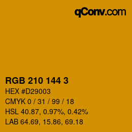 カラーコード: RGB 210 144 3 | qconv.com