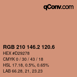カラーコード: RGB 210 146.2 120.6 | qconv.com