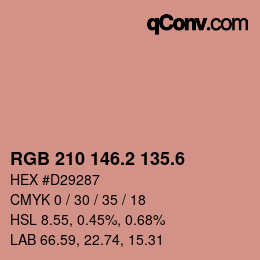 カラーコード: RGB 210 146.2 135.6 | qconv.com