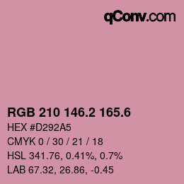 カラーコード: RGB 210 146.2 165.6 | qconv.com