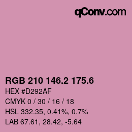 カラーコード: RGB 210 146.2 175.6 | qconv.com