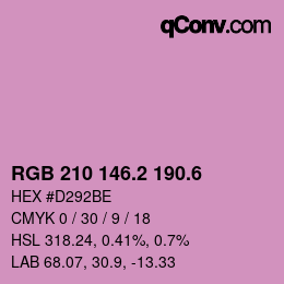 カラーコード: RGB 210 146.2 190.6 | qconv.com