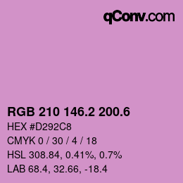 カラーコード: RGB 210 146.2 200.6 | qconv.com