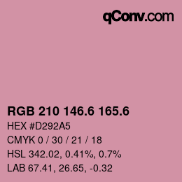 カラーコード: RGB 210 146.6 165.6 | qconv.com