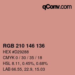 Color code: RGB 210 146 136 | qconv.com
