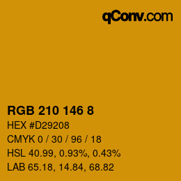 カラーコード: RGB 210 146 8 | qconv.com