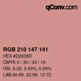 Color code: RGB 210 147 141 | qconv.com